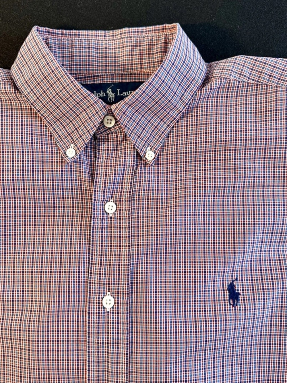 Polo Ralph Lauren Blake Shirt Men’s Short Sleeve Button Down Red Blue Plaid L